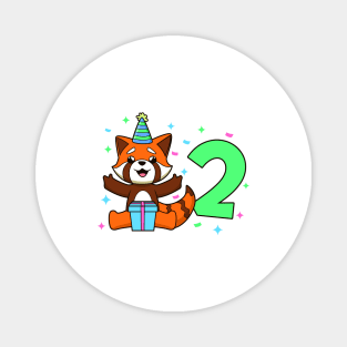 I am 2 with red panda - kids birthday 2 years old Magnet